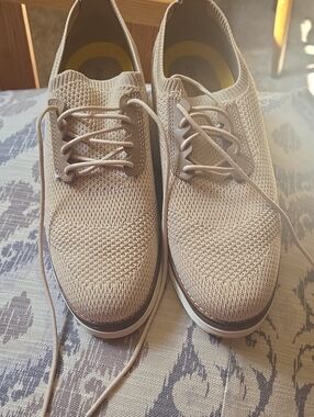 Cole Haan Women's Knit Lace-Up Flats in Light Beige